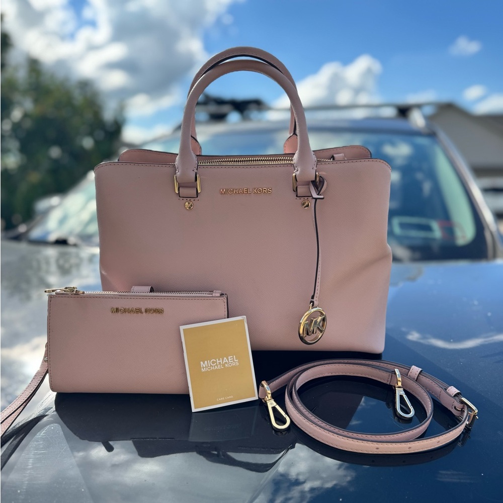 Michael Kors Blush Pink Handbag and Wallet Set